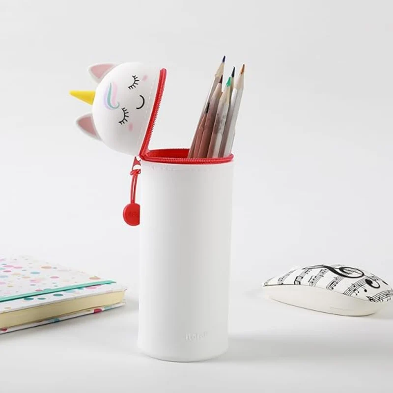 I-TOTAL Silikon Federmäppchen Einhorn – ausziehbar, 6x21cm