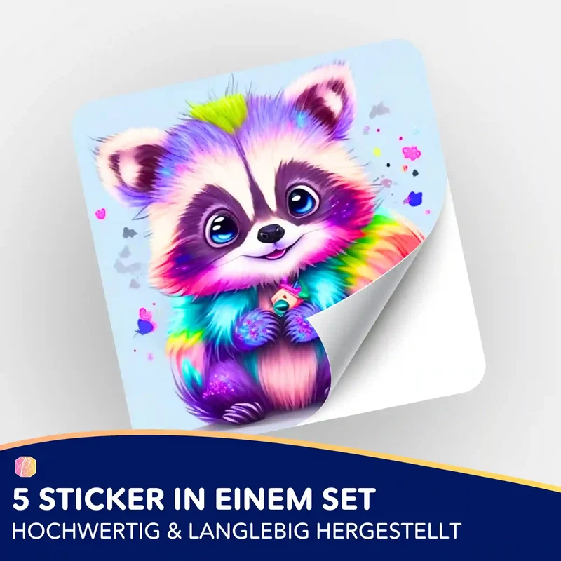 Aufkleber 5er-Set - Waschbär - Willibald