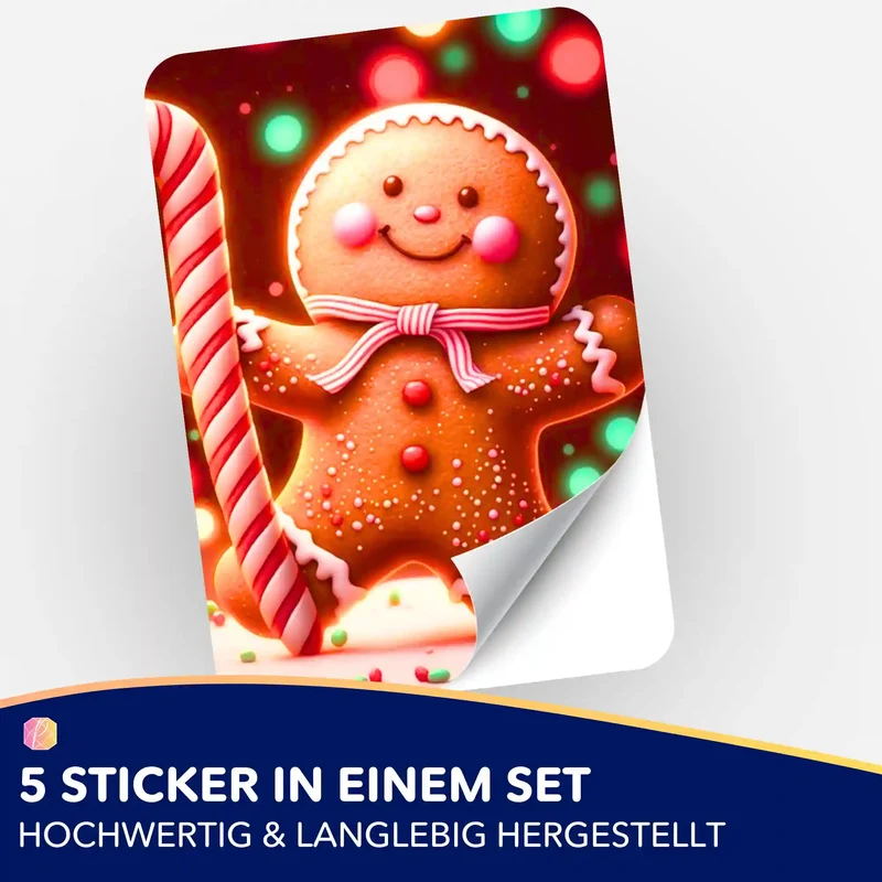 Aufkleber 5er-Set - Lebkuchenmännchen