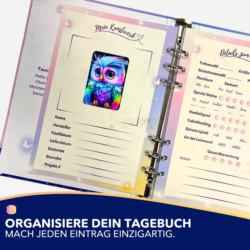 Aufkleber 5er-Set - Kleine bunte Eule im Rausch der Farben