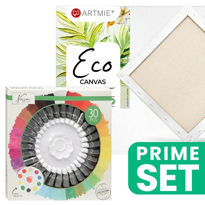 ARTMiE Set of Nassau Acrylic Paints and Eco Canvas 30x30