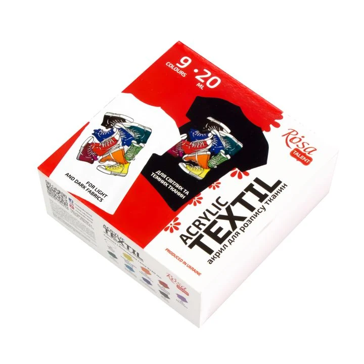 ROSA STYLE TALENT Acrylic Fabric Paint Set, 9 x 20 ml