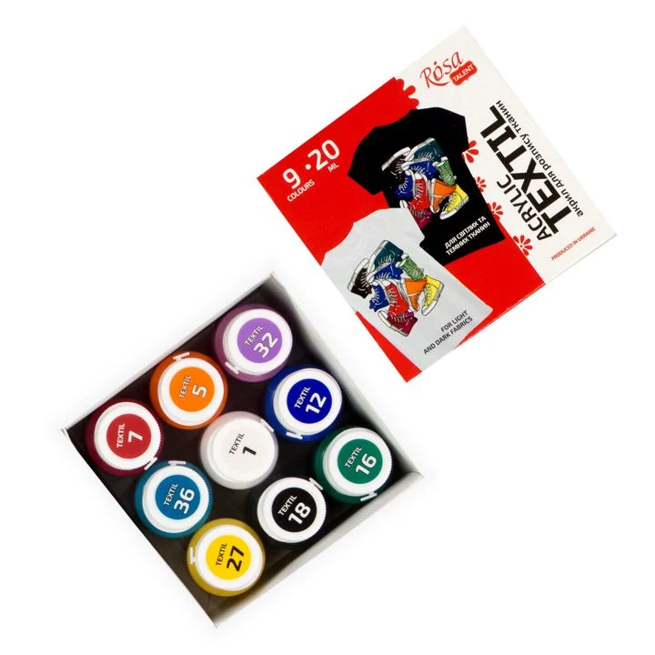 ROSA STYLE TALENT Acrylic Fabric Paint Set, 9 x 20 ml