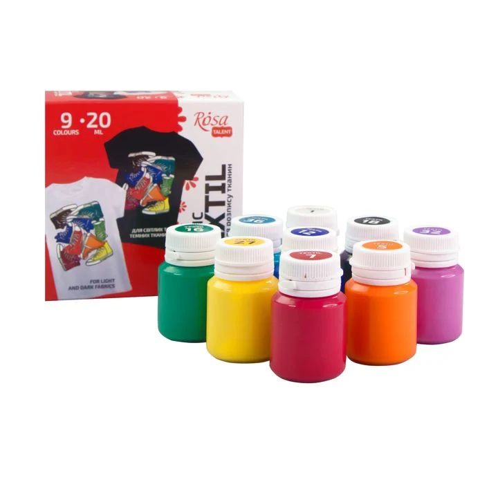 ROSA STYLE TALENT Acrylic Fabric Paint Set, 9 x 20 ml