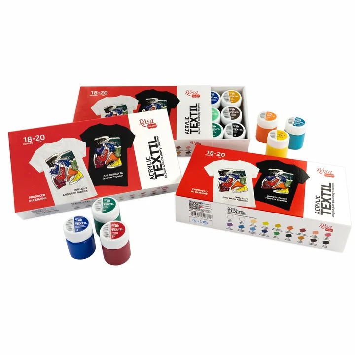 ROSA STYLE TALENT Acrylic Fabric Paint Set, 18 x 20 ml