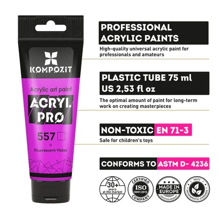 ACRYL PRO CREATIVE Set of Acrylic Paints, 12 x 75 ml