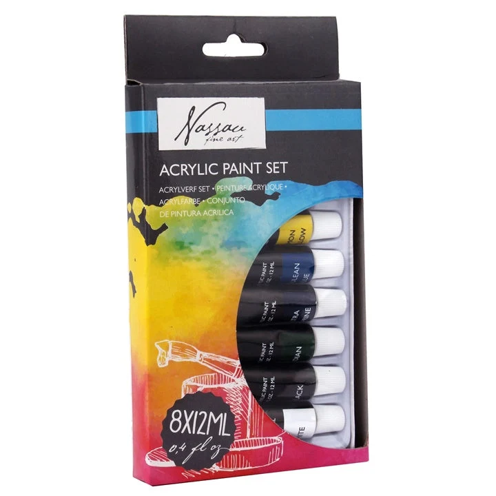 Nassau Fine Art Acrylic Paint Set, 8 x 12 ml