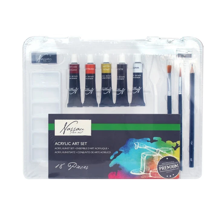 Nassau Fine Art Acrylic Paint Set, 18-Piece