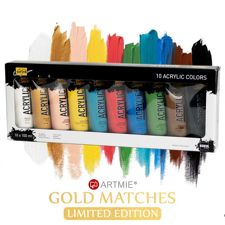 Solo Goya Acrylic Paints - ARTMiE Gold Matches | Set of 10 x 100 ml