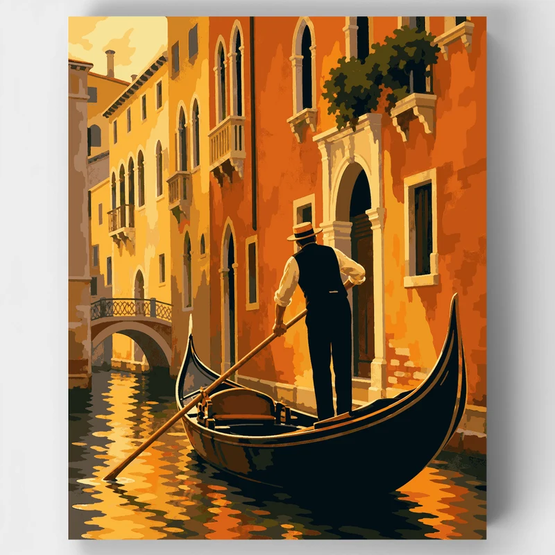 Golden Canal Gondolier - Paint by Numbers Kit