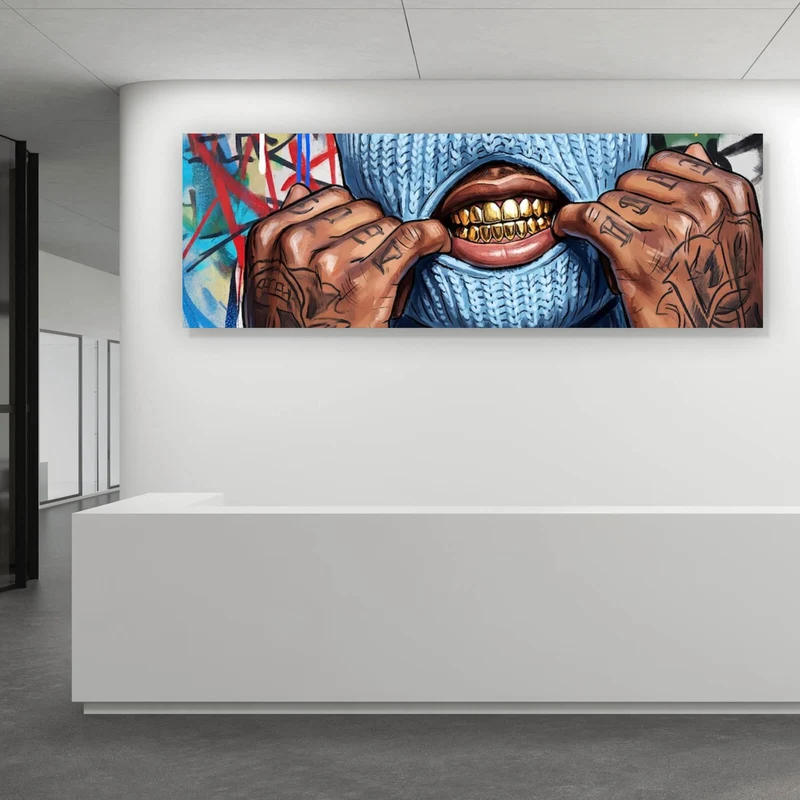 Aluminiumbild gebürstet Mann mit Maske Why so Serious Panorama