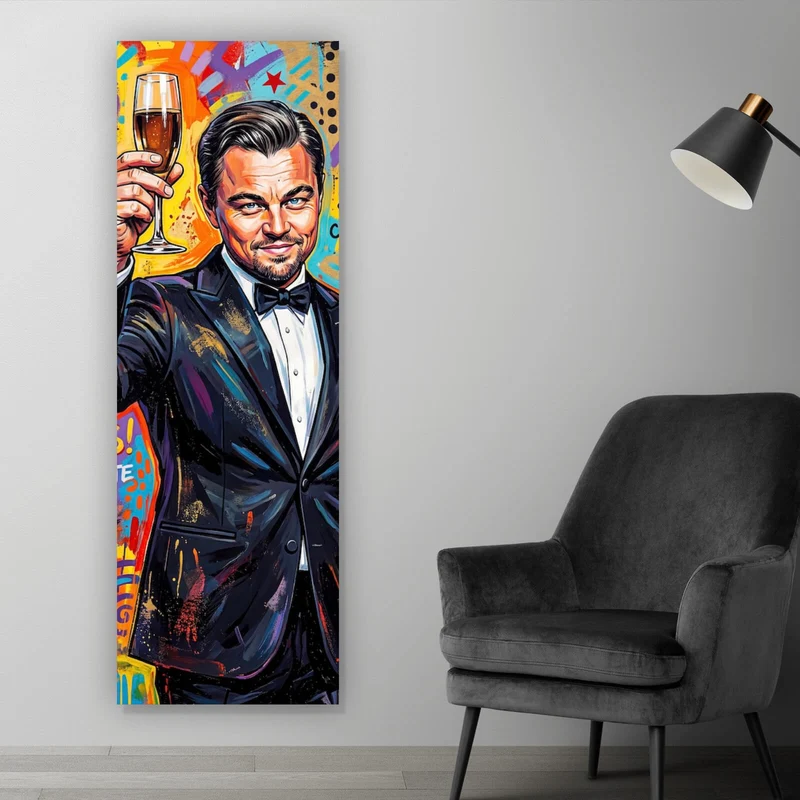 Spannrahmenbild Ikonische Feier Cheers Pop Art Panorama Hoch