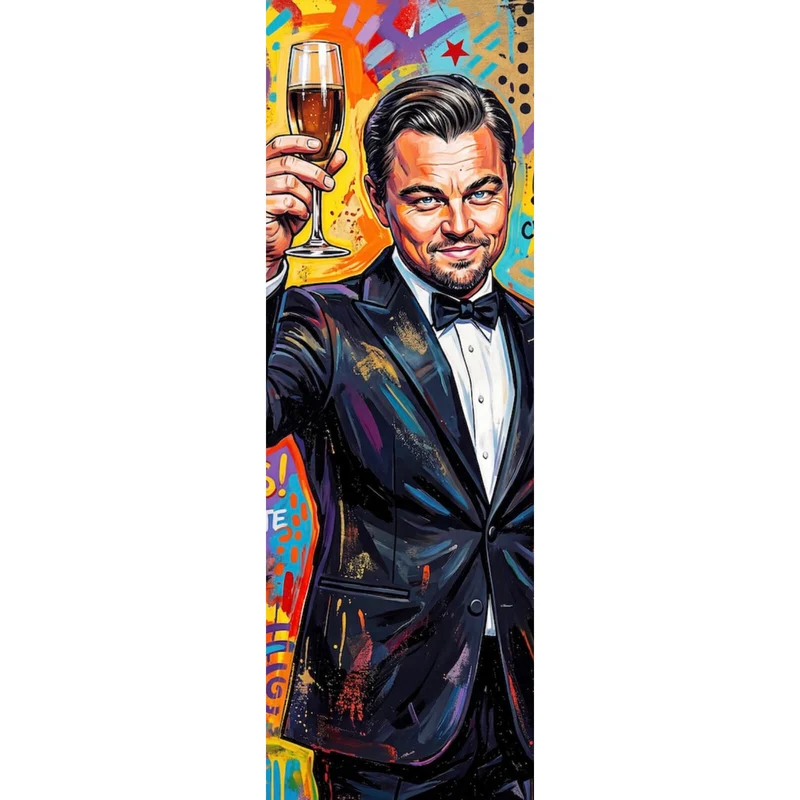 Spannrahmenbild Ikonische Feier Cheers Pop Art Panorama Hoch