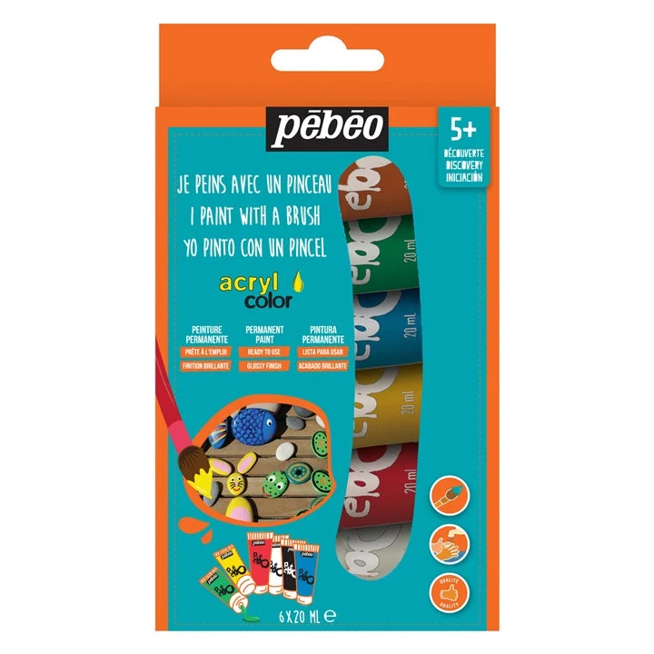 Pebeo Acrylic Paints Acrylcolor, Set of 6 x 20 ml