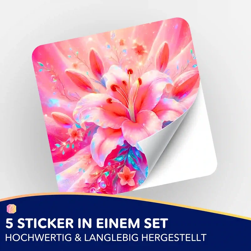 Aufkleber 5er-Set - Zarte Lilie in rosé