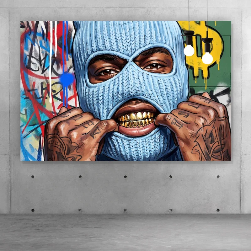 Leinwandbild Mann mit Maske Why so Serious Querformat