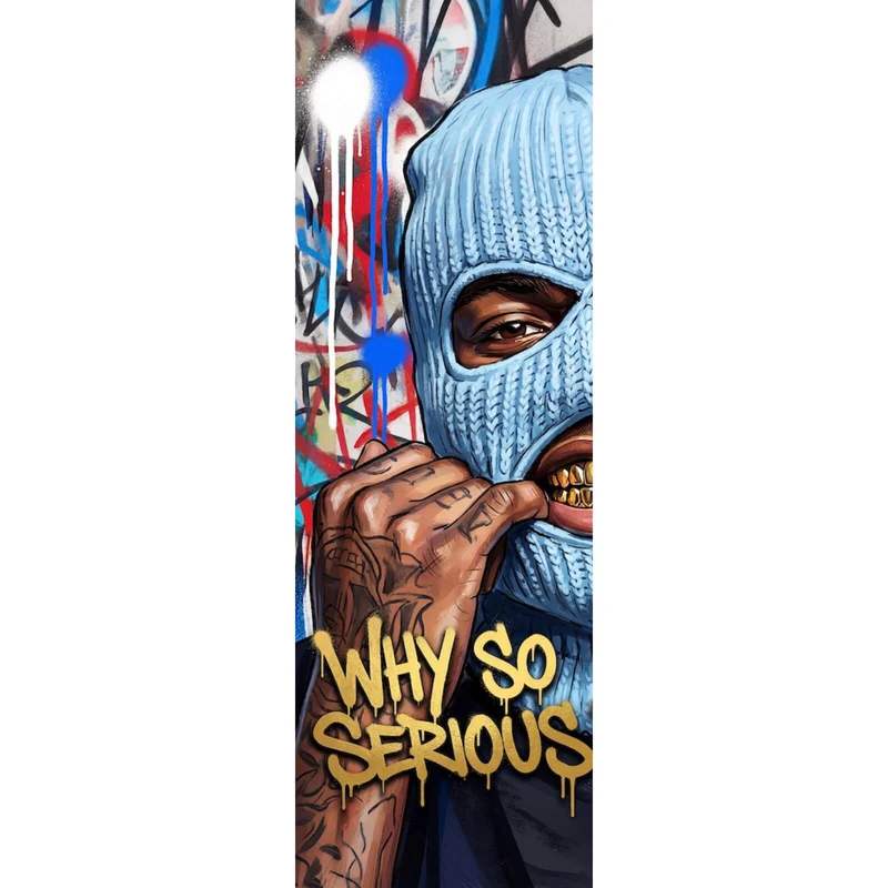 Acrylglasbild Mann mit Maske Why so Serious Panorama Hoch