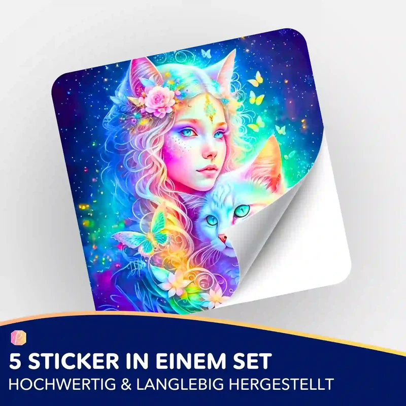 Aufkleber 5er-Set - Katzenelfe