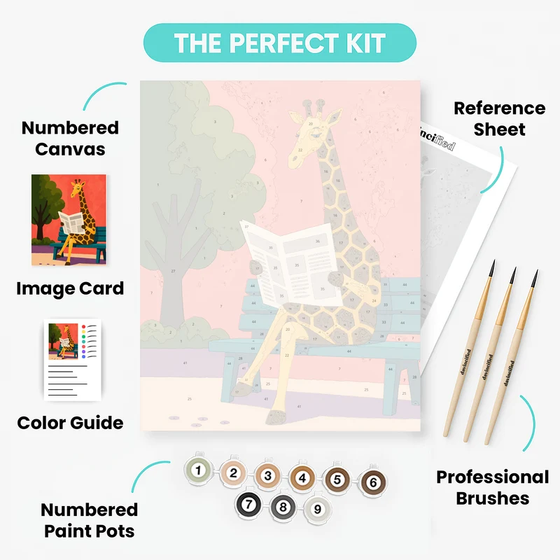 Giraffe on Bench - Paint by Numbers Kit