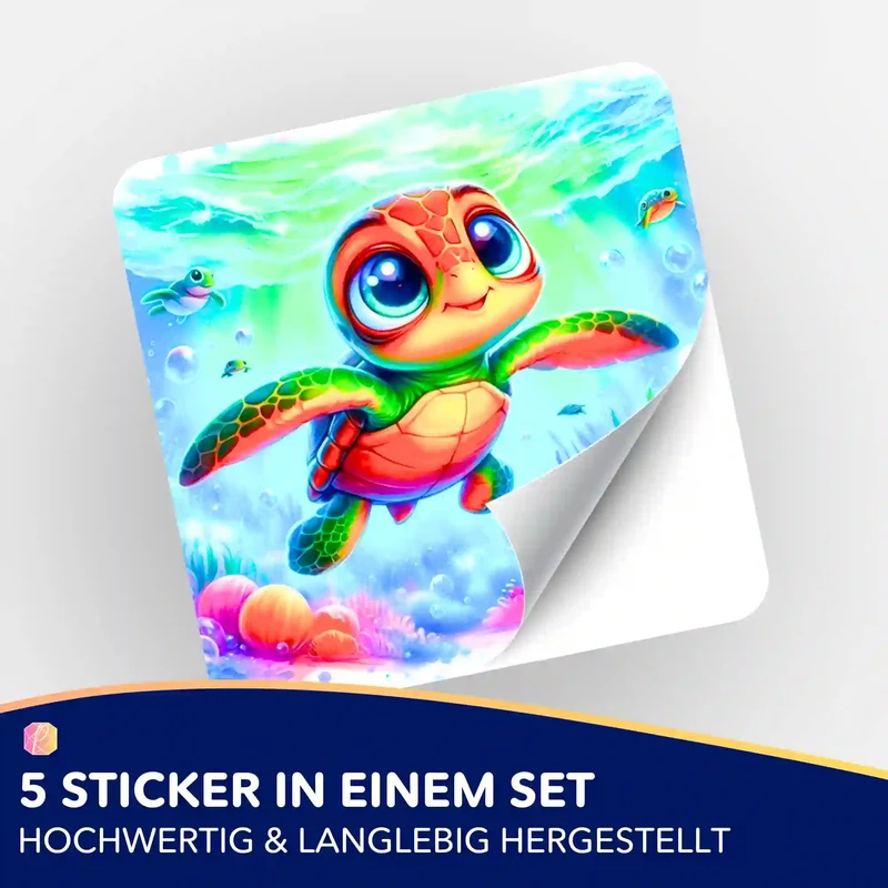 Aufkleber 5er-Set - Lotta, die kleine Meeresschildkröte