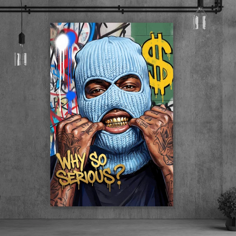 Spannrahmenbild Mann mit Maske Why so Serious Hochformat