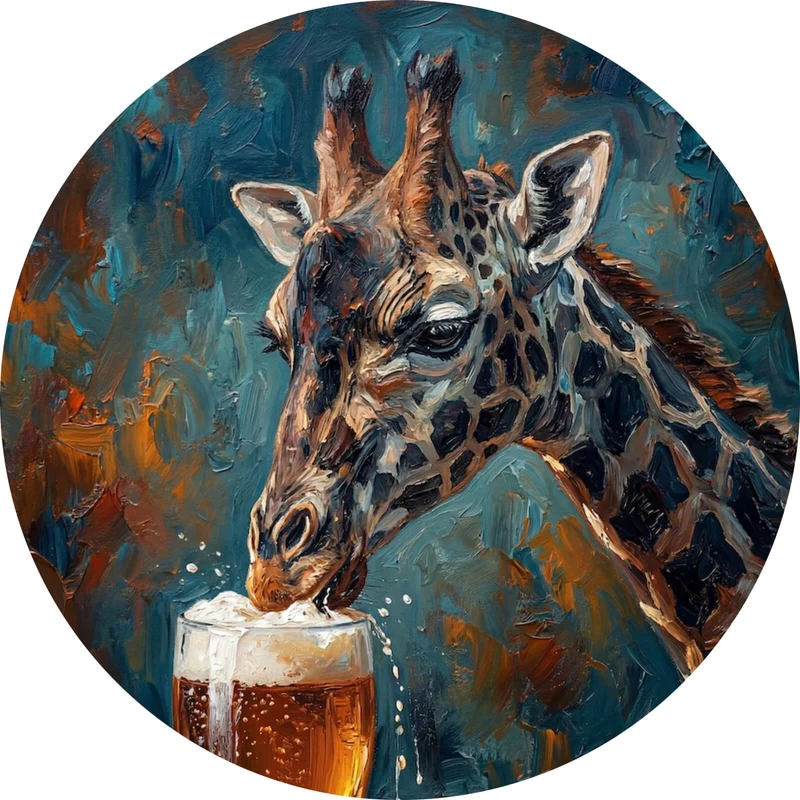 Aluminiumbild Giraffe genießt Bier Kreis
