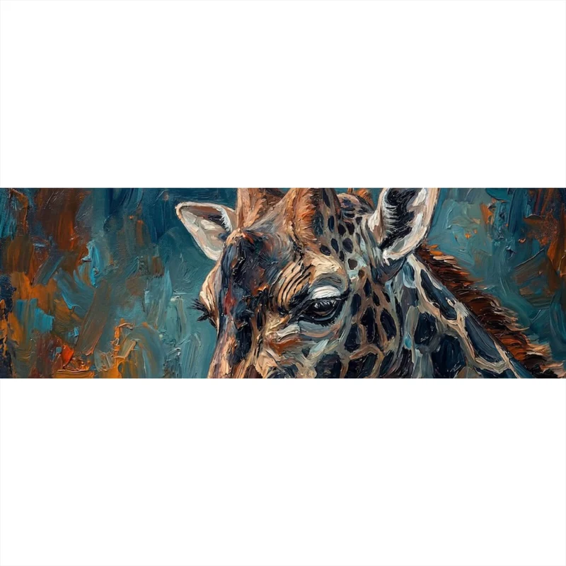 Spannrahmenbild Giraffe genießt Bier Panorama
