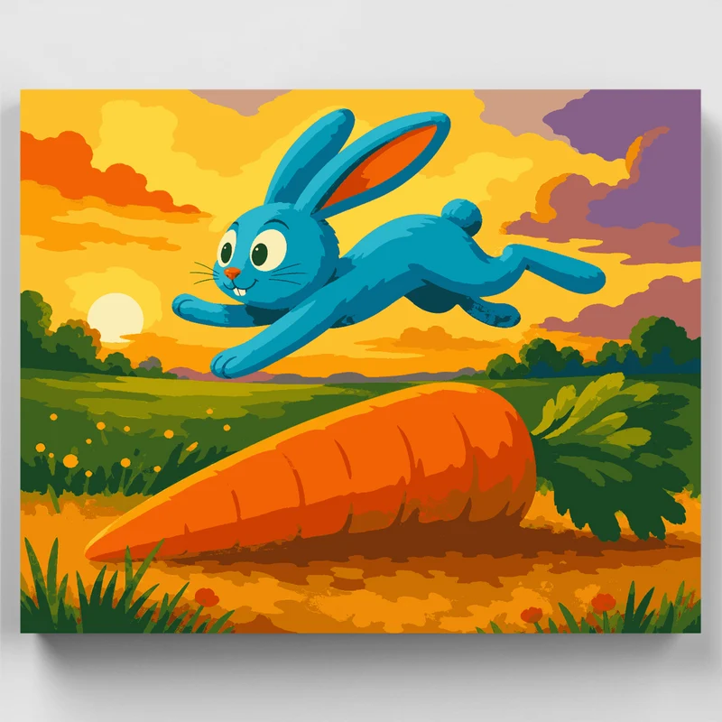 Leaping Bunny Carrot - Paint by Numbers Kit
