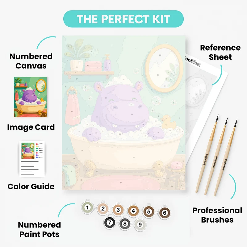 Hippo Bath Time - Paint by Numbers Kit