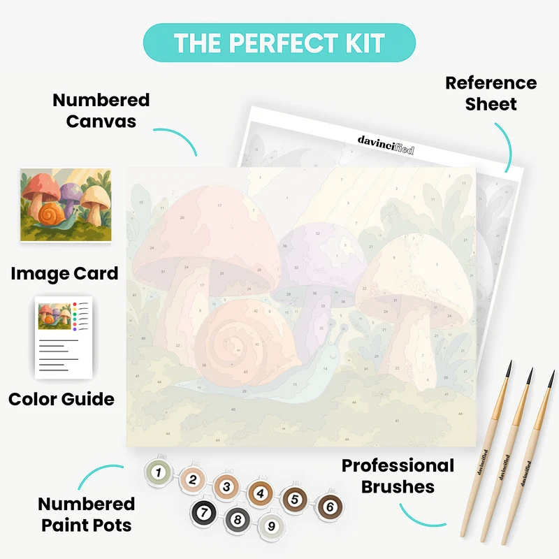 Snail Among Mushrooms - Paint by Numbers Kit