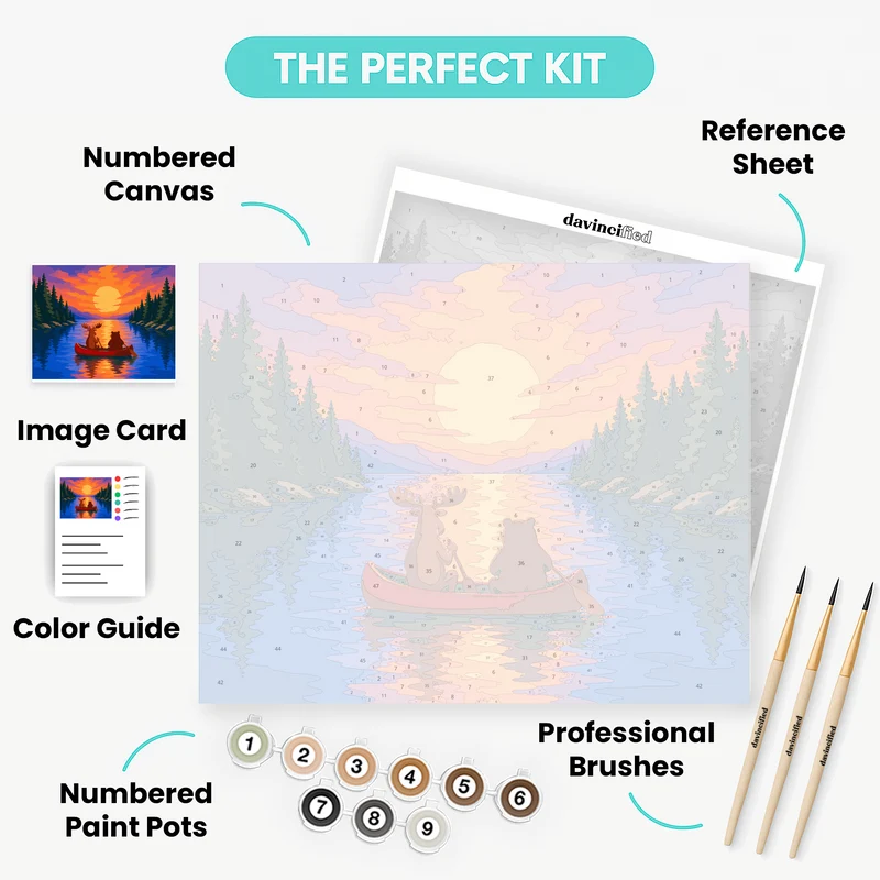 Bear and Moose Canoe - Paint by Numbers Kit