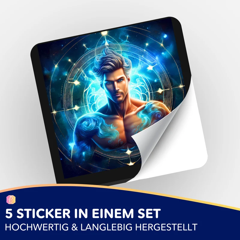 Aufkleber 5er-Set - Sternzeichen Wassermann "Limited Edition"