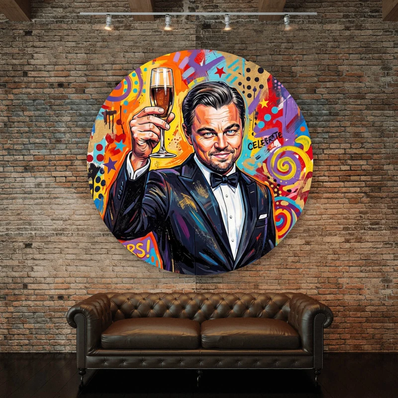 Aluminiumbild gebürstet Ikonische Feier Cheers Pop Art Kreis