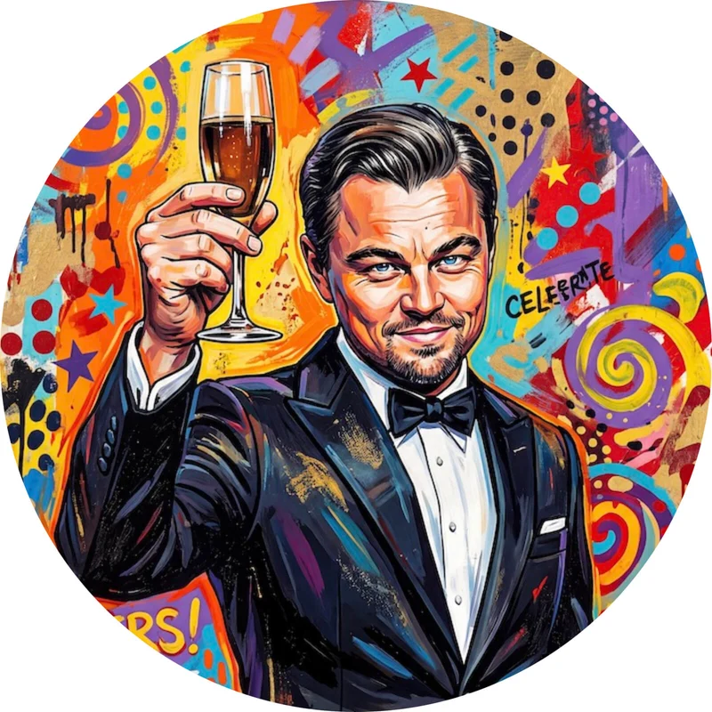 Aluminiumbild Ikonische Feier Cheers Pop Art Kreis