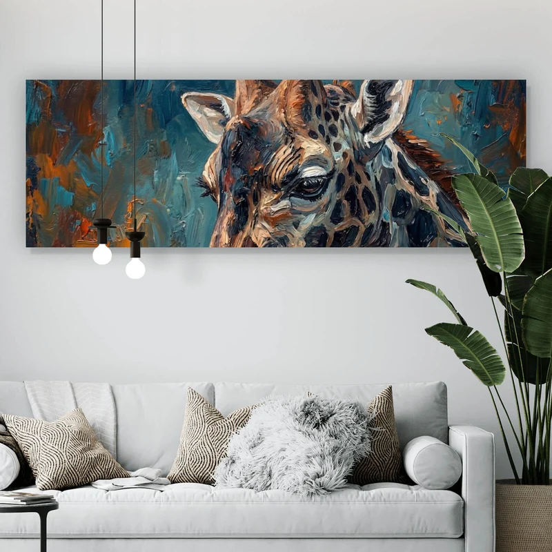 Aluminiumbild gebürstet Giraffe genießt Bier Panorama