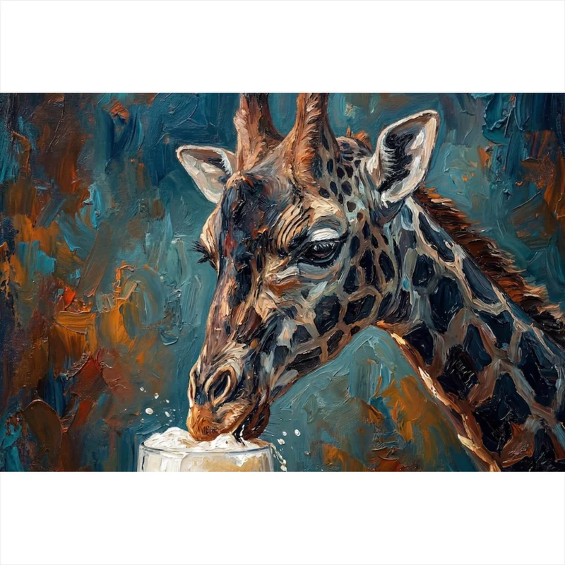 Poster Giraffe genießt Bier Querformat