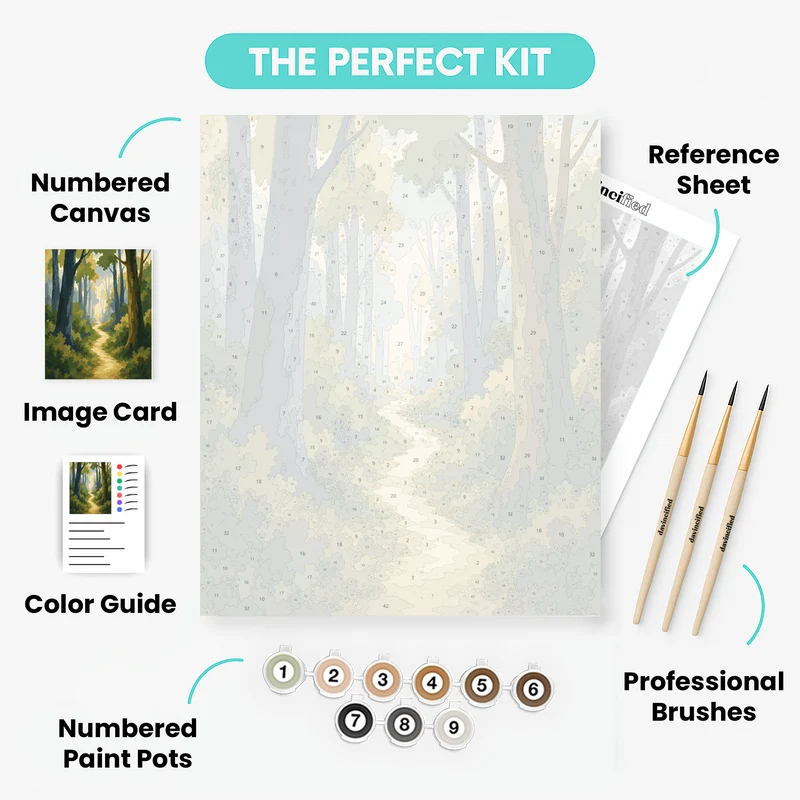 Sunlit Forest Path - Paint by Numbers Kit