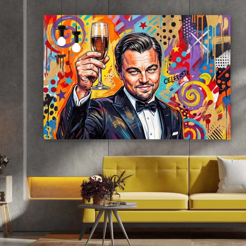 Acrylglasbild Ikonische Feier Cheers Pop Art Querformat