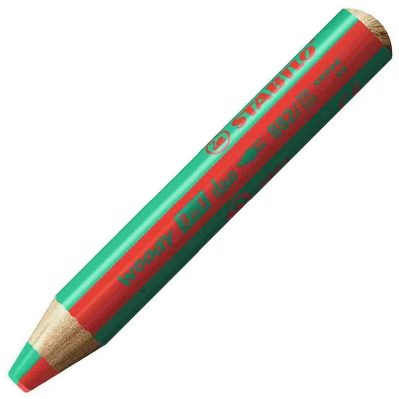 STABILO Woody 3in1 duo Aquarellfarbstift rot/dunkelgrün