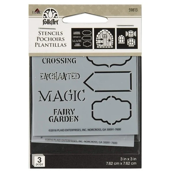 Folkart - Stencil 3piece 3x3" Fairy Signs
