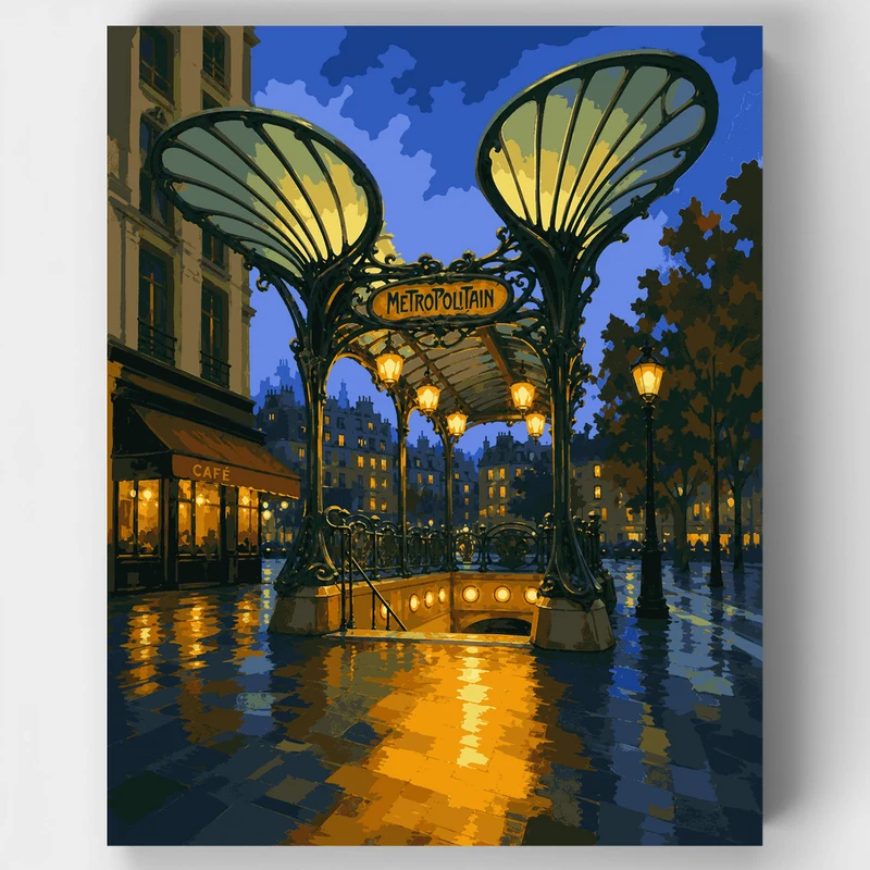 Parisian Metro Night - Paint by Numbers Kit