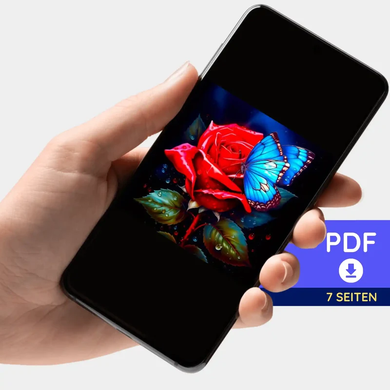 Digitale Bildmappe - Rote Rose trifft blauen Schmetterling
