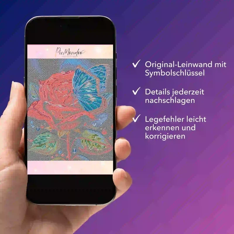 Digitale Bildmappe - Rote Rose trifft blauen Schmetterling