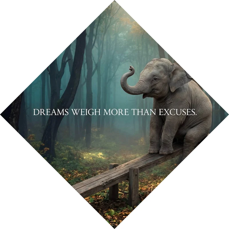 Aluminiumbild gebürstet Dreams weigh more than excuses Raute