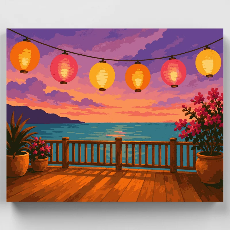 Lantern Deck Sunset - Paint by Numbers Kit