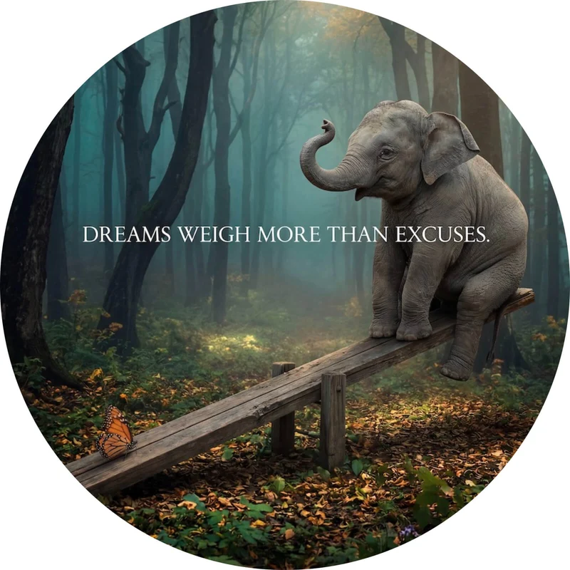 Aluminiumbild Dreams weigh more than excuses Kreis