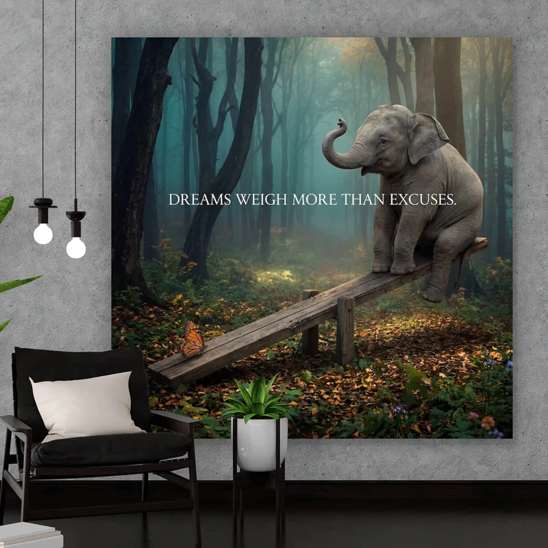 Acrylglasbild Dreams weigh more than excuses Quadrat