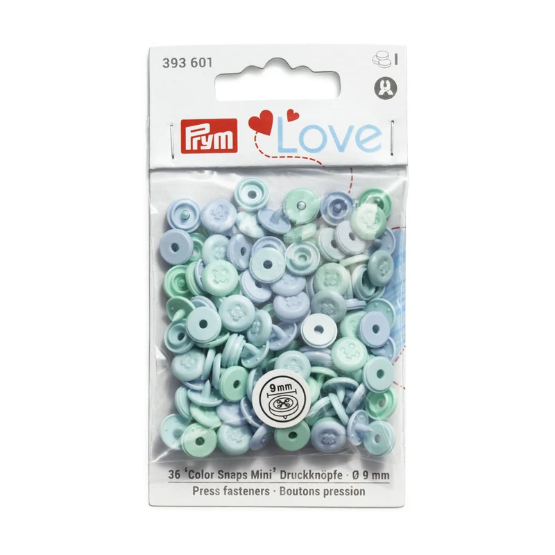 Prym Love Color Snaps Mini Annähoptik Druckknöpfe 9mm hellblau