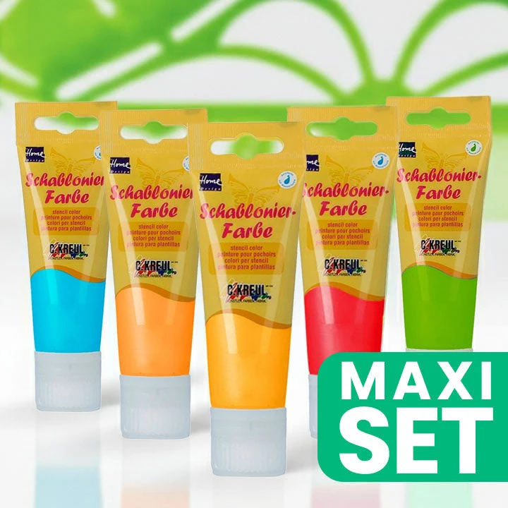 KREUL Stencil Paint Set of 5, Cheerful Shades
