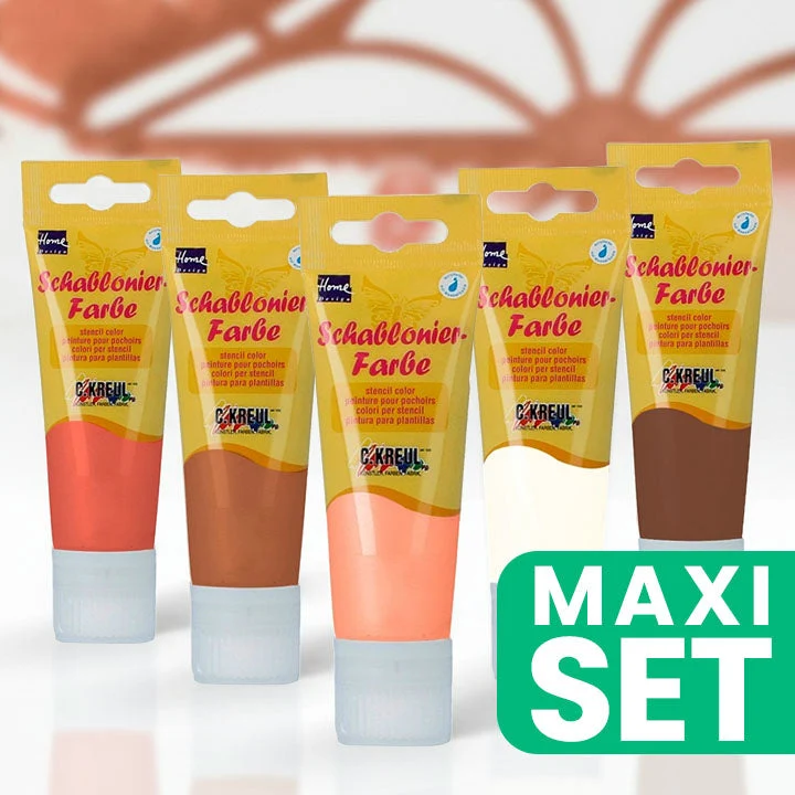 KREUL Set of 5 Stencil Paints, Warm Shades